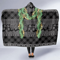 Hawai'i Paniolo Maile Twisted Lei Hooded Blanket Obsidian Black LT7 One Size Black - Polynesian Pride