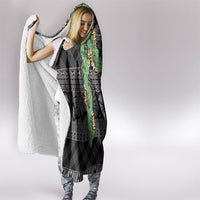 Hawai'i Paniolo Maile Twisted Lei Hooded Blanket Obsidian Black LT7 - Polynesian Pride