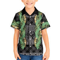Hawai'i Paniolo Maile Twisted Lei Kid Hawaiian Shirt Obsidian Black LT7 Kid Black - Polynesian Pride