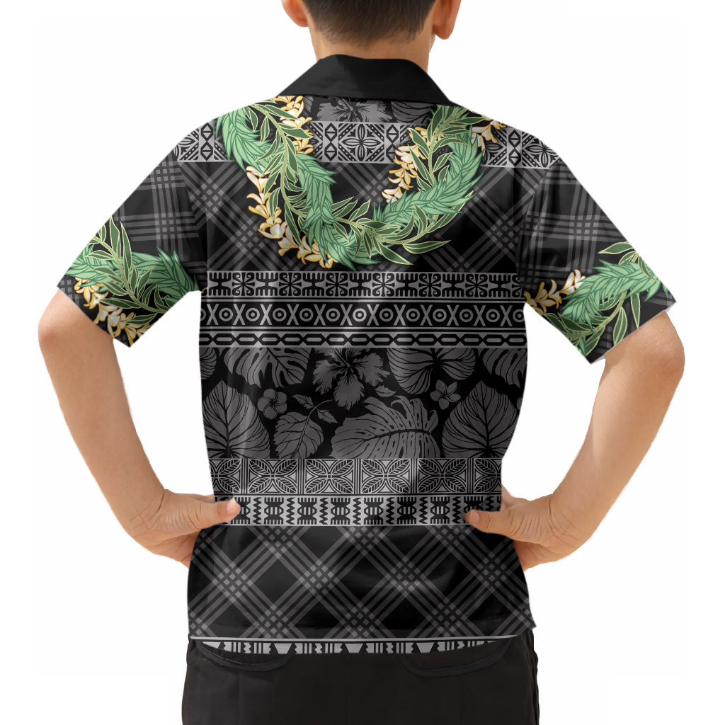 Hawai'i Paniolo Maile Twisted Lei Kid Hawaiian Shirt Obsidian Black LT7 - Polynesian Pride