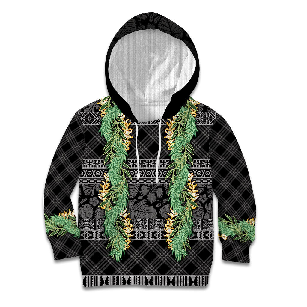 Hawai'i Paniolo Maile Twisted Lei Kid Hoodie Obsidian Black LT7 Hoodie Black - Polynesian Pride
