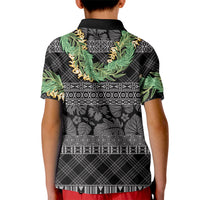 Hawai'i Paniolo Maile Twisted Lei Kid Polo Shirt Obsidian Black LT7 - Polynesian Pride