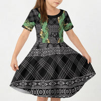 Hawai'i Paniolo Maile Twisted Lei Kid Short Sleeve Dress Obsidian Black LT7 KID Black - Polynesian Pride