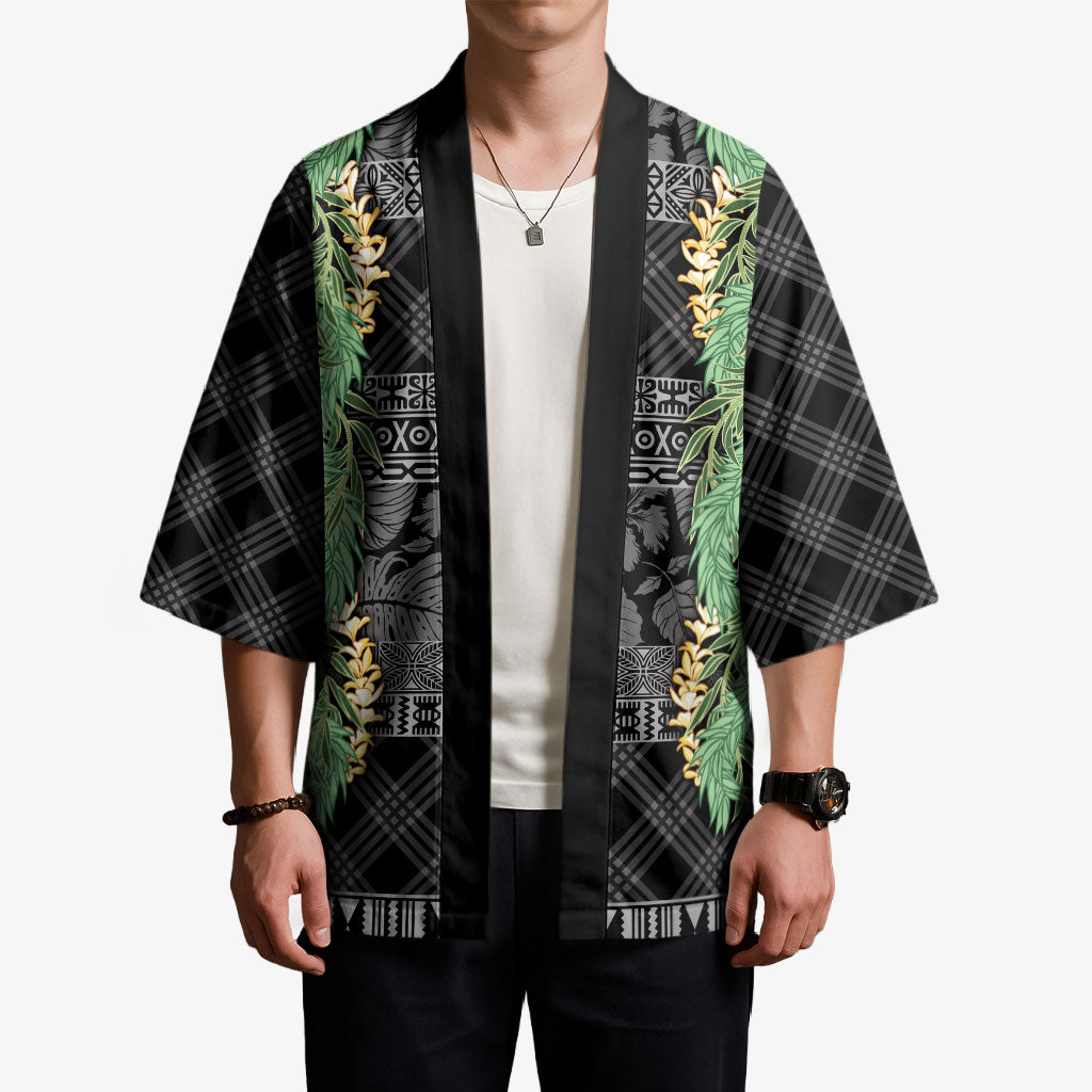 Hawai'i Paniolo Maile Twisted Lei Kimono Obsidian Black LT7 - Polynesian Pride