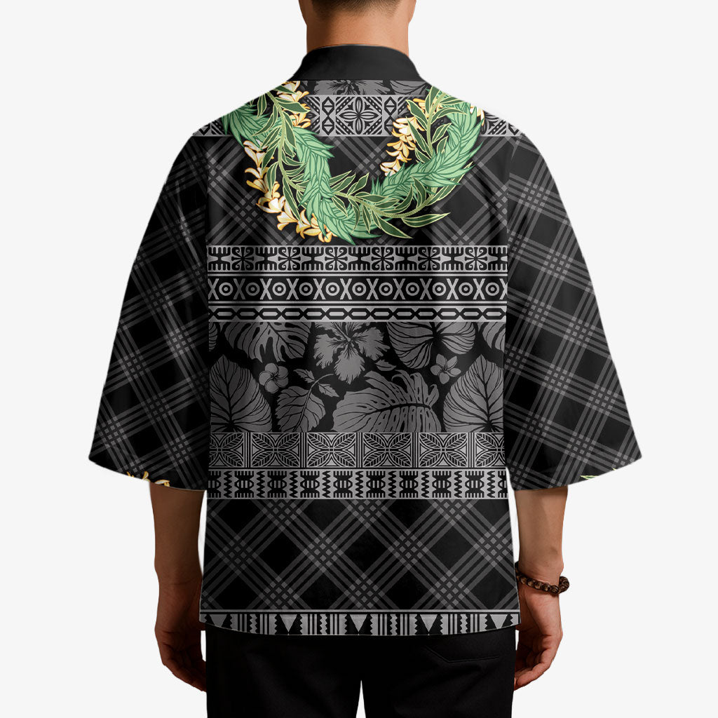 Hawai'i Paniolo Maile Twisted Lei Kimono Obsidian Black LT7 - Polynesian Pride