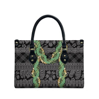 Hawai'i Paniolo Maile Twisted Lei Leather Bag Obsidian Black LT7 - Polynesian Pride