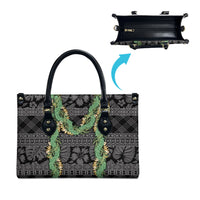Hawai'i Paniolo Maile Twisted Lei Leather Bag Obsidian Black LT7 - Polynesian Pride