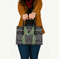 Hawai'i Paniolo Maile Twisted Lei Leather Bag Obsidian Black LT7 - Polynesian Pride