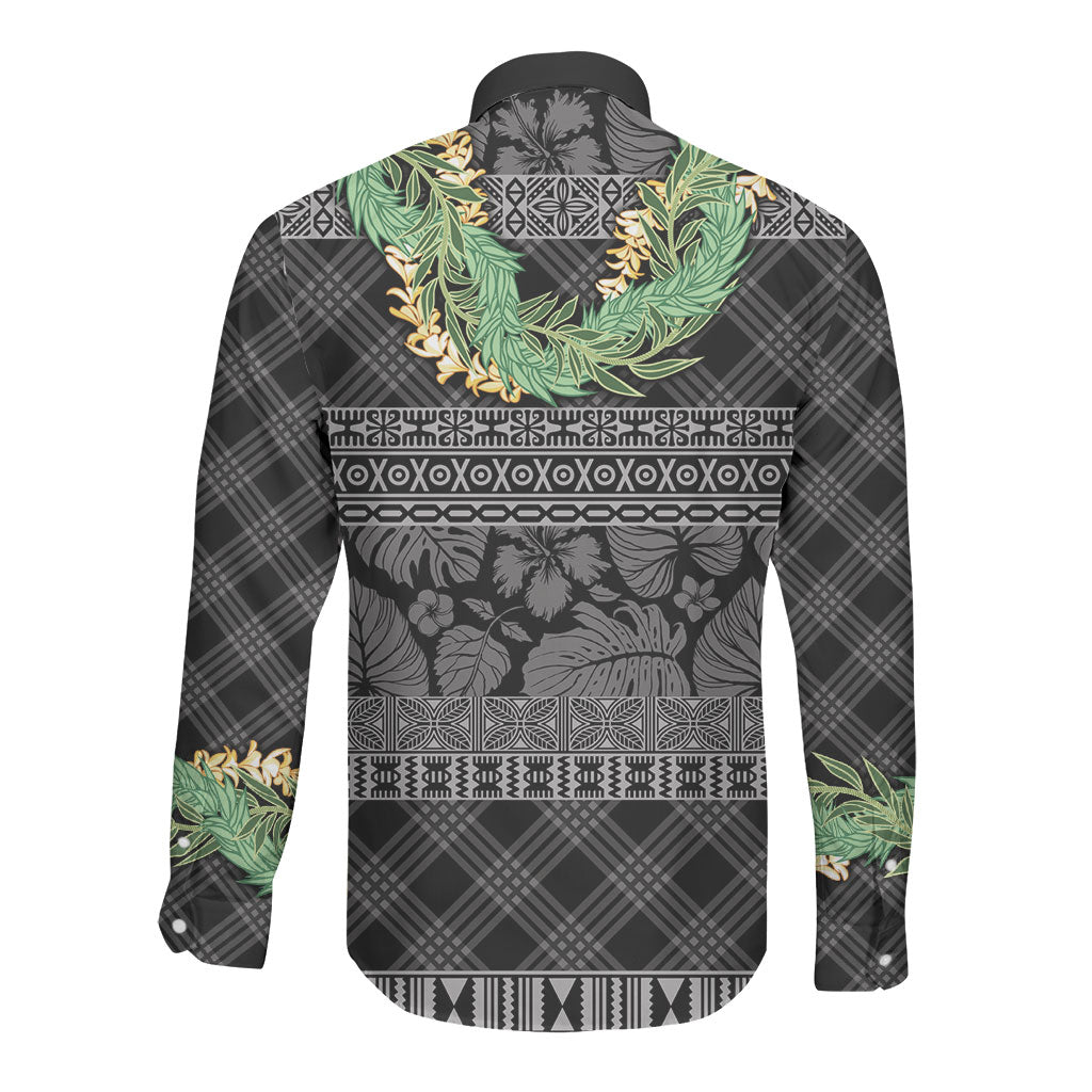 Hawai'i Paniolo Maile Twisted Lei Long Sleeve Button Shirt Obsidian Black LT7 - Polynesian Pride