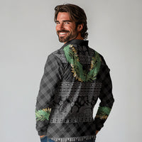 Hawai'i Paniolo Maile Twisted Lei Long Sleeve Polo Shirt Obsidian Black LT7 - Polynesian Pride