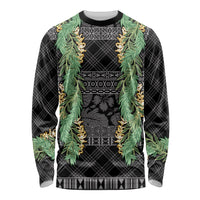 Hawai'i Paniolo Maile Twisted Lei Long Sleeve Shirt Obsidian Black LT7 Unisex Black - Polynesian Pride