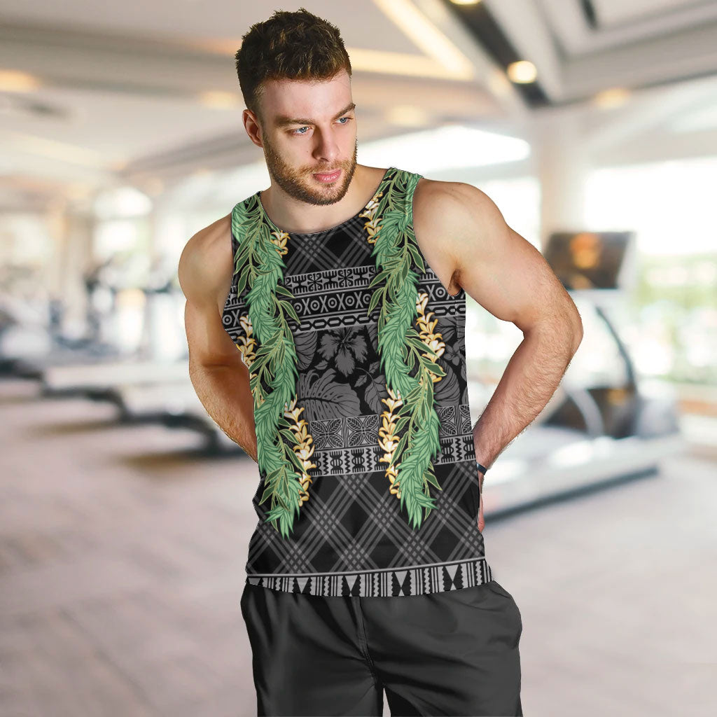 Hawai'i Paniolo Maile Twisted Lei Men Tank Top Obsidian Black LT7 Black - Polynesian Pride