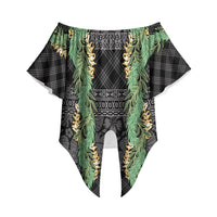 Hawai'i Paniolo Maile Twisted Lei Off Shoulder Wrap Waist Top Obsidian Black LT7 - Polynesian Pride