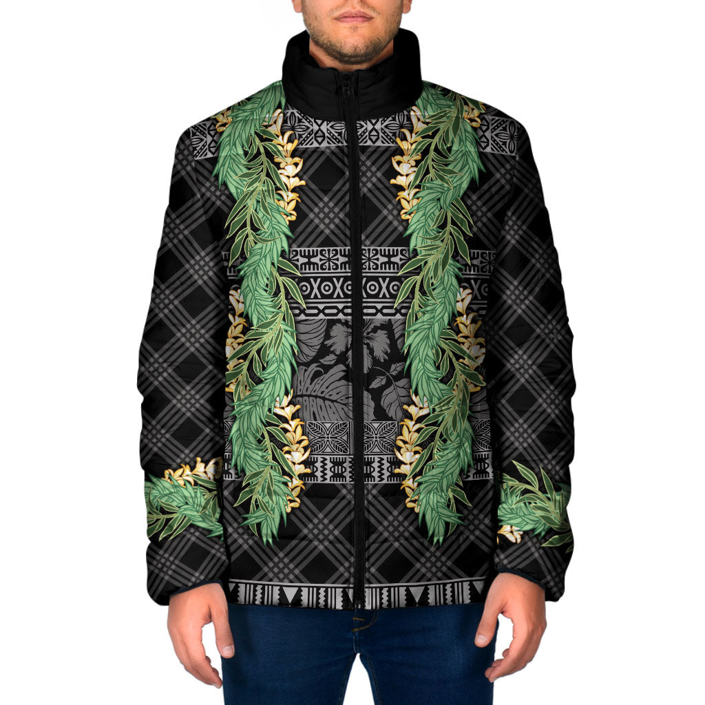 Hawai'i Paniolo Maile Twisted Lei Padded Jacket Obsidian Black LT7 Men Black - Polynesian Pride