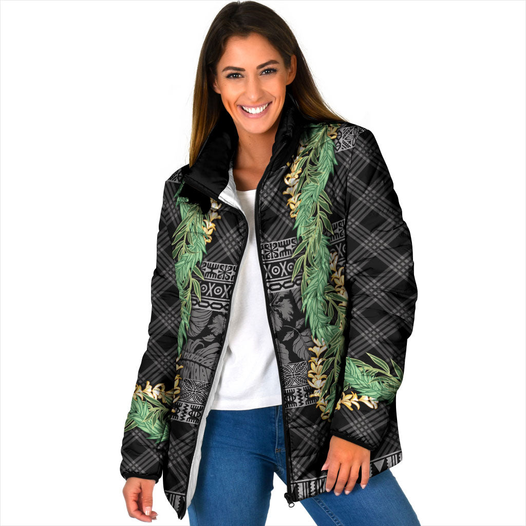 Hawai'i Paniolo Maile Twisted Lei Padded Jacket Obsidian Black LT7 Women Black - Polynesian Pride