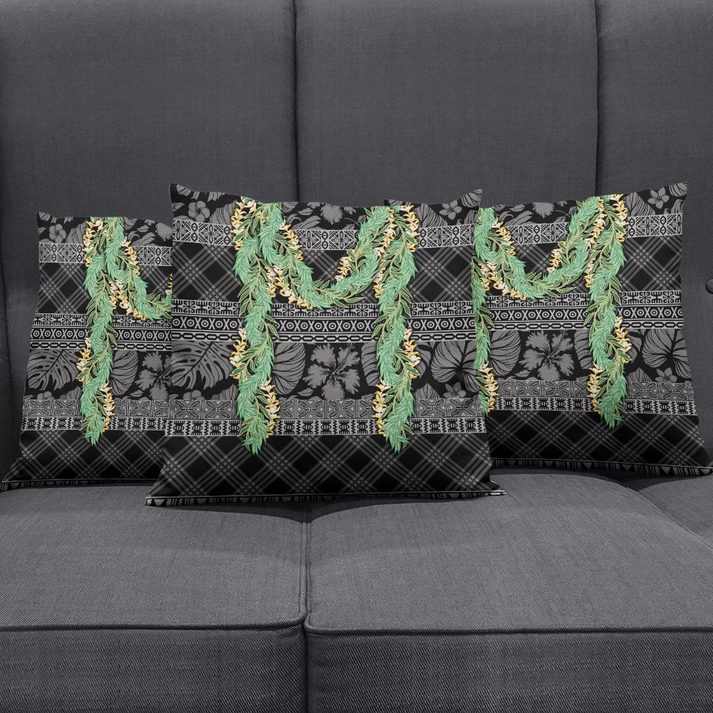 Hawai'i Paniolo Maile Twisted Lei Pillow Cover Obsidian Black LT7 - Polynesian Pride