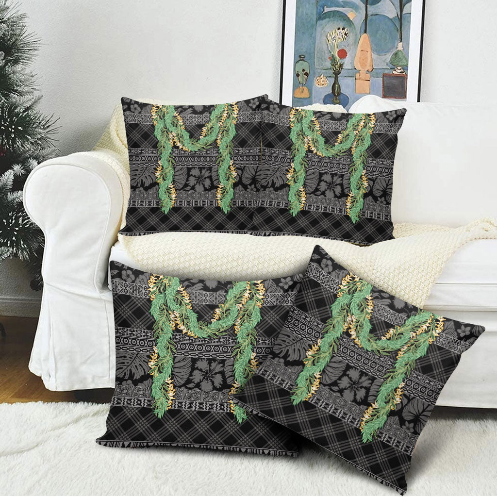 Hawai'i Paniolo Maile Twisted Lei Pillow Cover Obsidian Black LT7 - Polynesian Pride