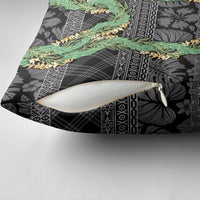 Hawai'i Paniolo Maile Twisted Lei Pillow Cover Obsidian Black LT7 - Polynesian Pride