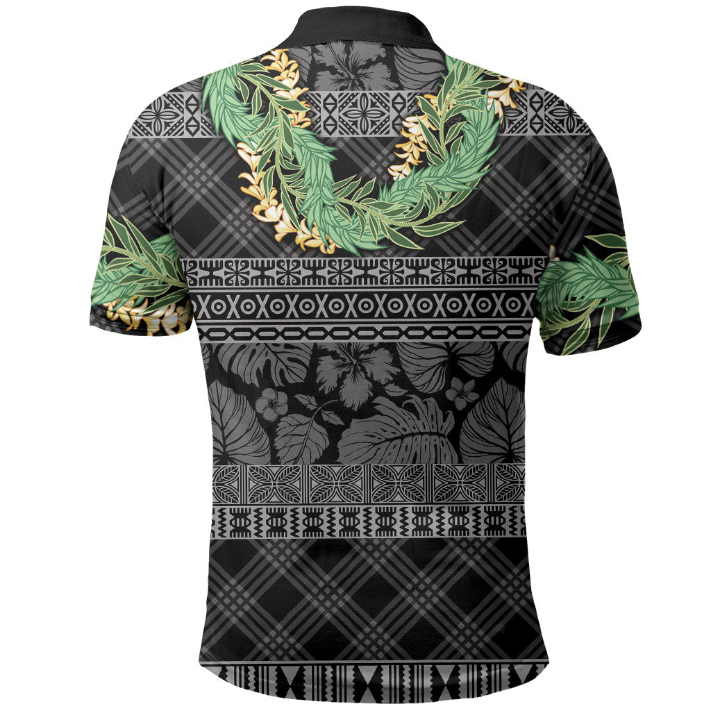 Hawai'i Paniolo Maile Twisted Lei Polo Shirt Obsidian Black LT7 - Polynesian Pride