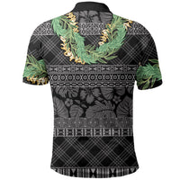 Hawai'i Paniolo Maile Twisted Lei Polo Shirt Obsidian Black LT7 - Polynesian Pride