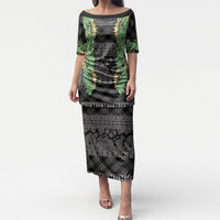 Hawai'i Paniolo Maile Twisted Lei Puletasi Obsidian Black LT7 Long Dress Black - Polynesian Pride