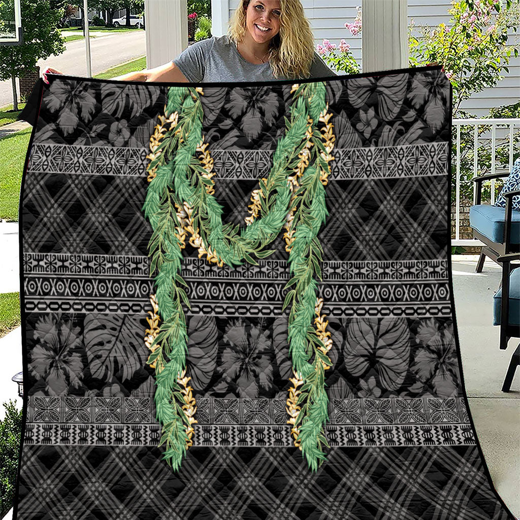 Hawai'i Paniolo Maile Twisted Lei Quilt Obsidian Black LT7 Black - Polynesian Pride