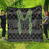 Hawai'i Paniolo Maile Twisted Lei Quilt Obsidian Black LT7 - Polynesian Pride