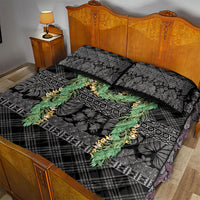 Hawai'i Paniolo Maile Twisted Lei Quilt Bed Set Obsidian Black LT7 - Polynesian Pride