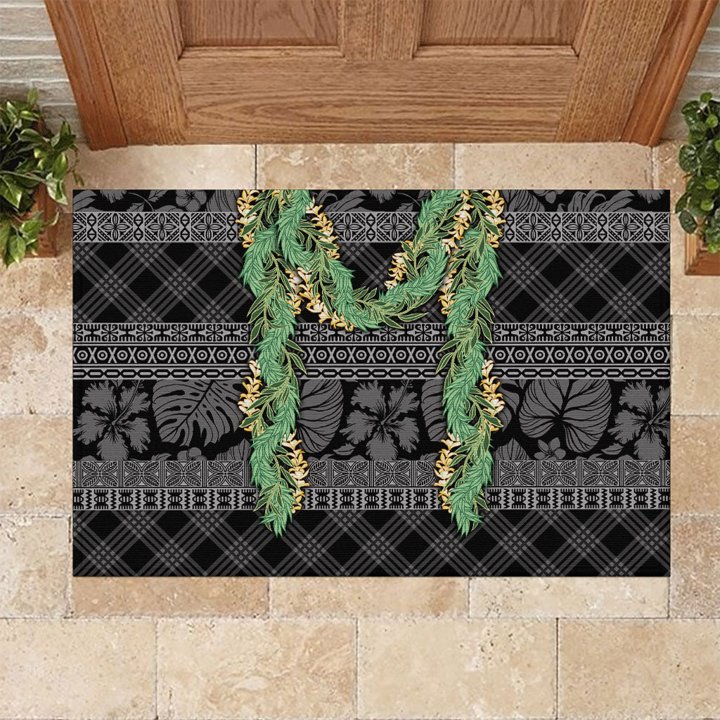 Hawai'i Paniolo Maile Twisted Lei Rubber Doormat Obsidian Black LT7 Black - Polynesian Pride