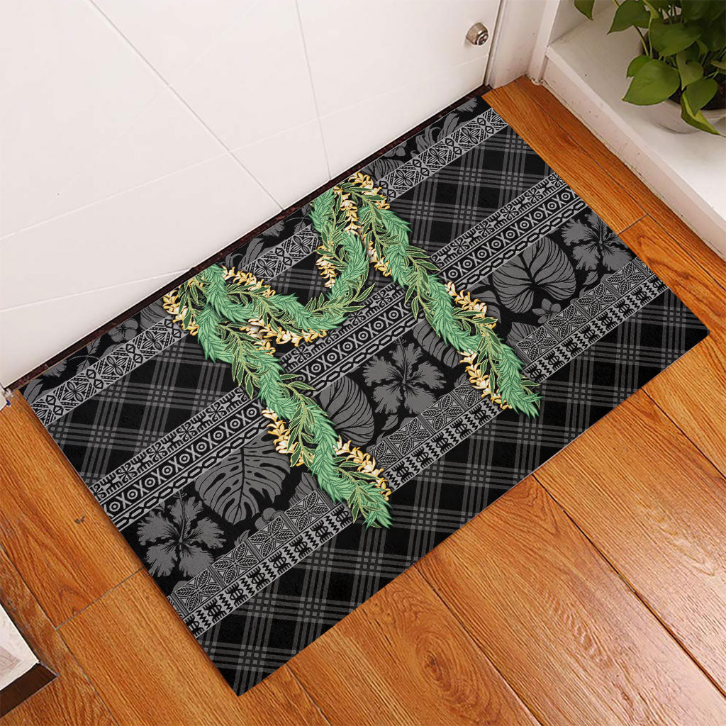 Hawai'i Paniolo Maile Twisted Lei Rubber Doormat Obsidian Black LT7 - Polynesian Pride