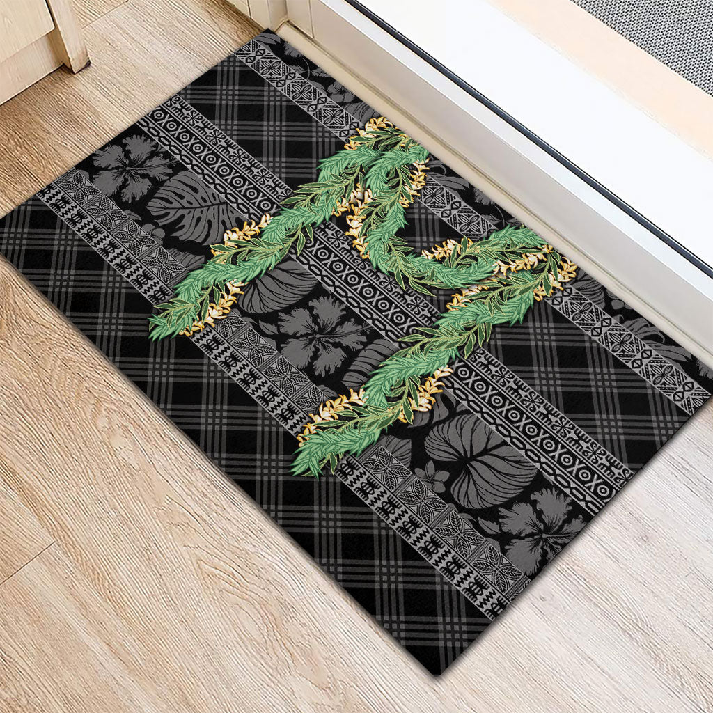 Hawai'i Paniolo Maile Twisted Lei Rubber Doormat Obsidian Black LT7 - Polynesian Pride
