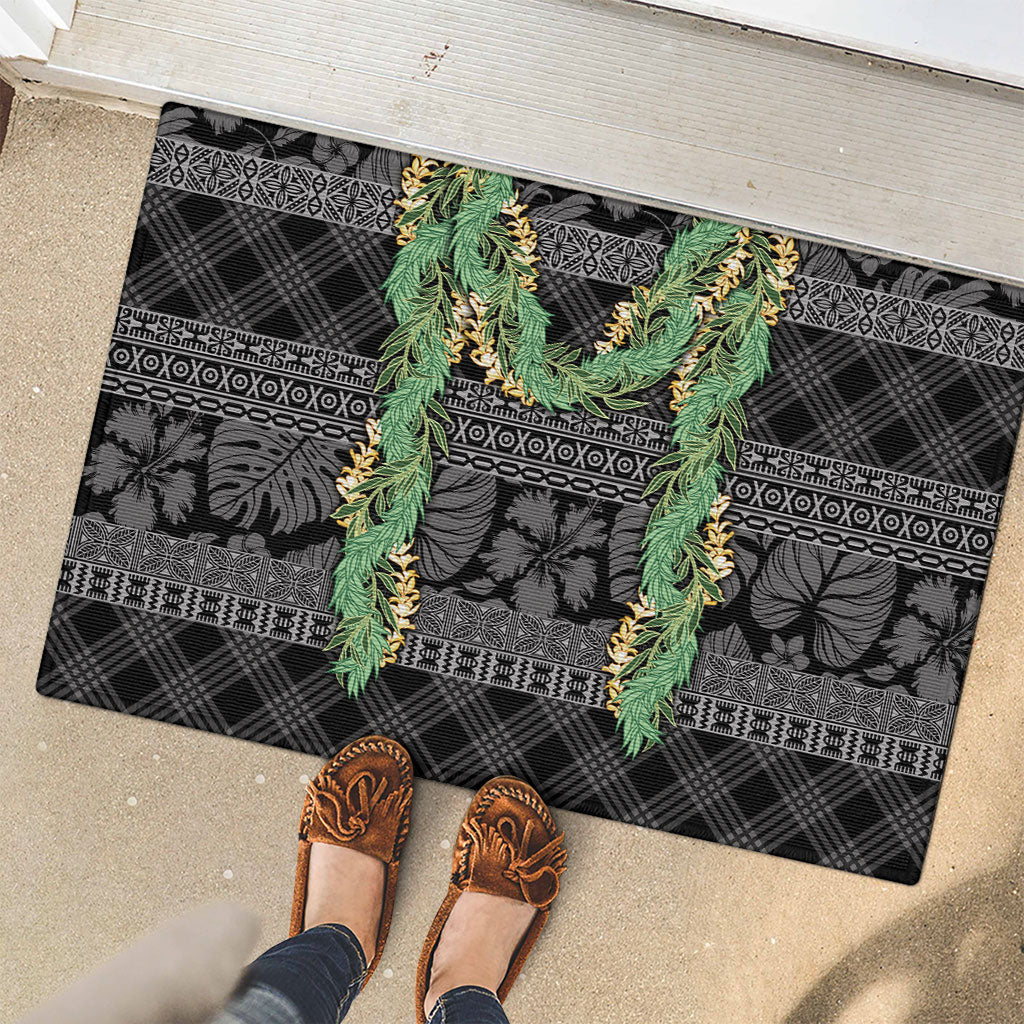Hawai'i Paniolo Maile Twisted Lei Rubber Doormat Obsidian Black LT7 - Polynesian Pride
