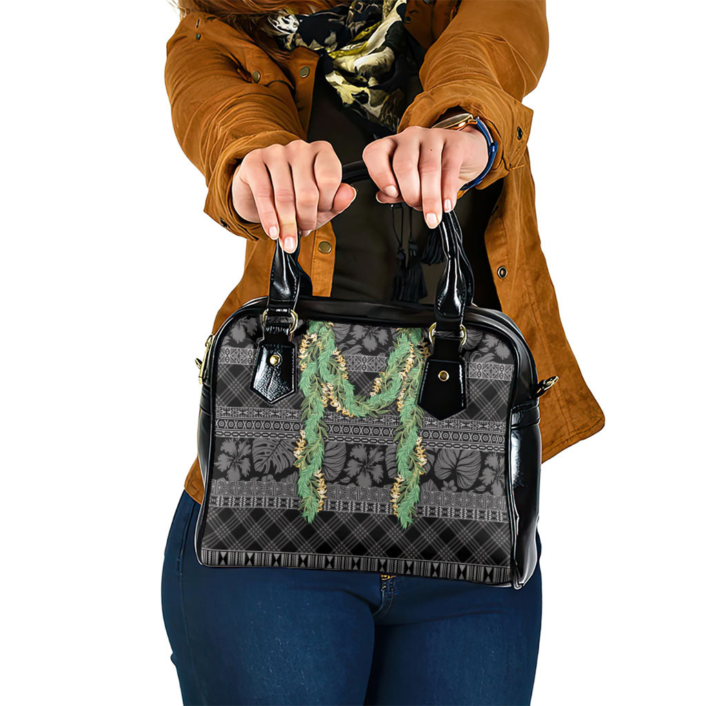 Hawai'i Paniolo Maile Twisted Lei Shoulder Handbag Obsidian Black LT7 One Size Black - Polynesian Pride