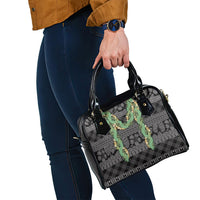 Hawai'i Paniolo Maile Twisted Lei Shoulder Handbag Obsidian Black LT7 - Polynesian Pride