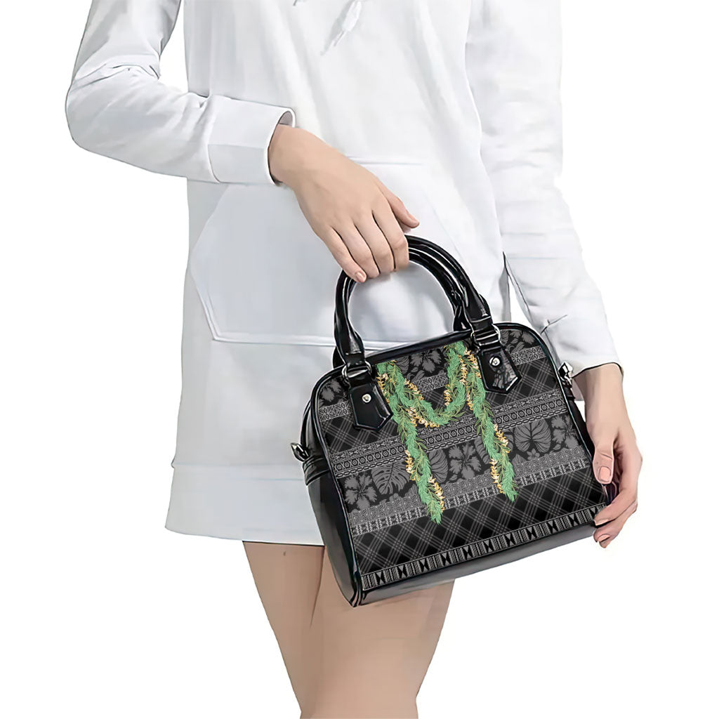 Hawai'i Paniolo Maile Twisted Lei Shoulder Handbag Obsidian Black LT7 - Polynesian Pride