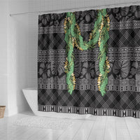 Hawai'i Paniolo Maile Twisted Lei Shower Curtain Obsidian Black LT7 - Polynesian Pride