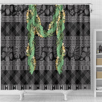 Hawai'i Paniolo Maile Twisted Lei Shower Curtain Obsidian Black LT7 - Polynesian Pride