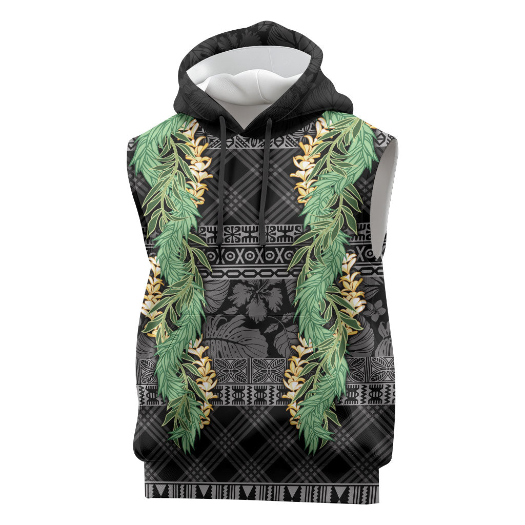 Hawai'i Paniolo Maile Twisted Lei Sleeveless Hoodie Obsidian Black LT7 Black - Polynesian Pride