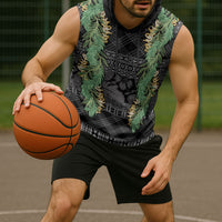 Hawai'i Paniolo Maile Twisted Lei Sleeveless Hoodie Obsidian Black LT7 - Polynesian Pride