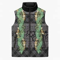 Hawai'i Paniolo Maile Twisted Lei Sleeveless Puffer Jacket Obsidian Black LT7 Unisex Black - Polynesian Pride