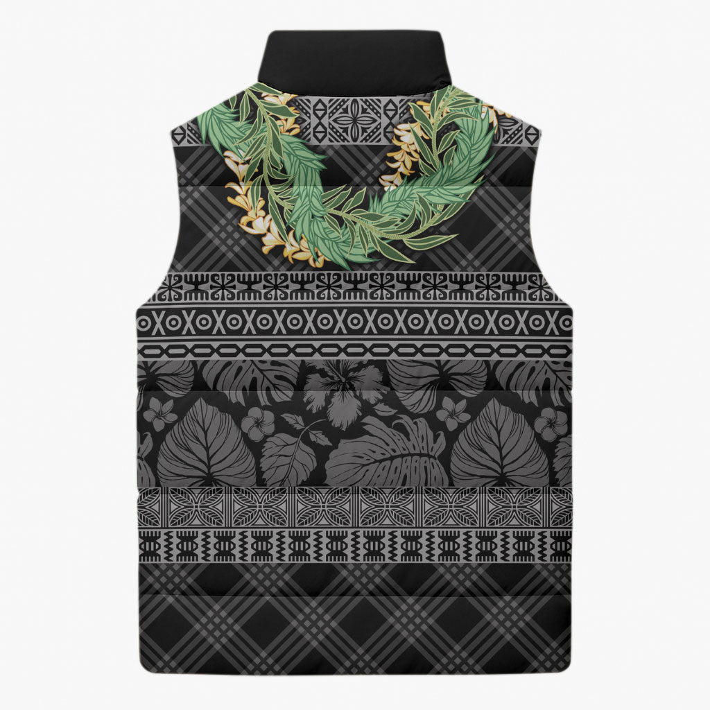 Hawai'i Paniolo Maile Twisted Lei Sleeveless Puffer Jacket Obsidian Black LT7 - Polynesian Pride