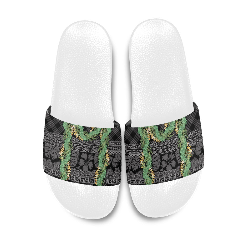 Hawai'i Paniolo Maile Twisted Lei Slide Sandals Obsidian Black LT7 Black - Polynesian Pride