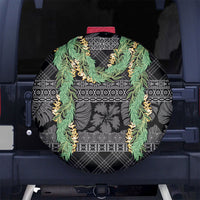Hawai'i Paniolo Maile Twisted Lei Spare Tire Cover Obsidian Black LT7 No hole Black - Polynesian Pride
