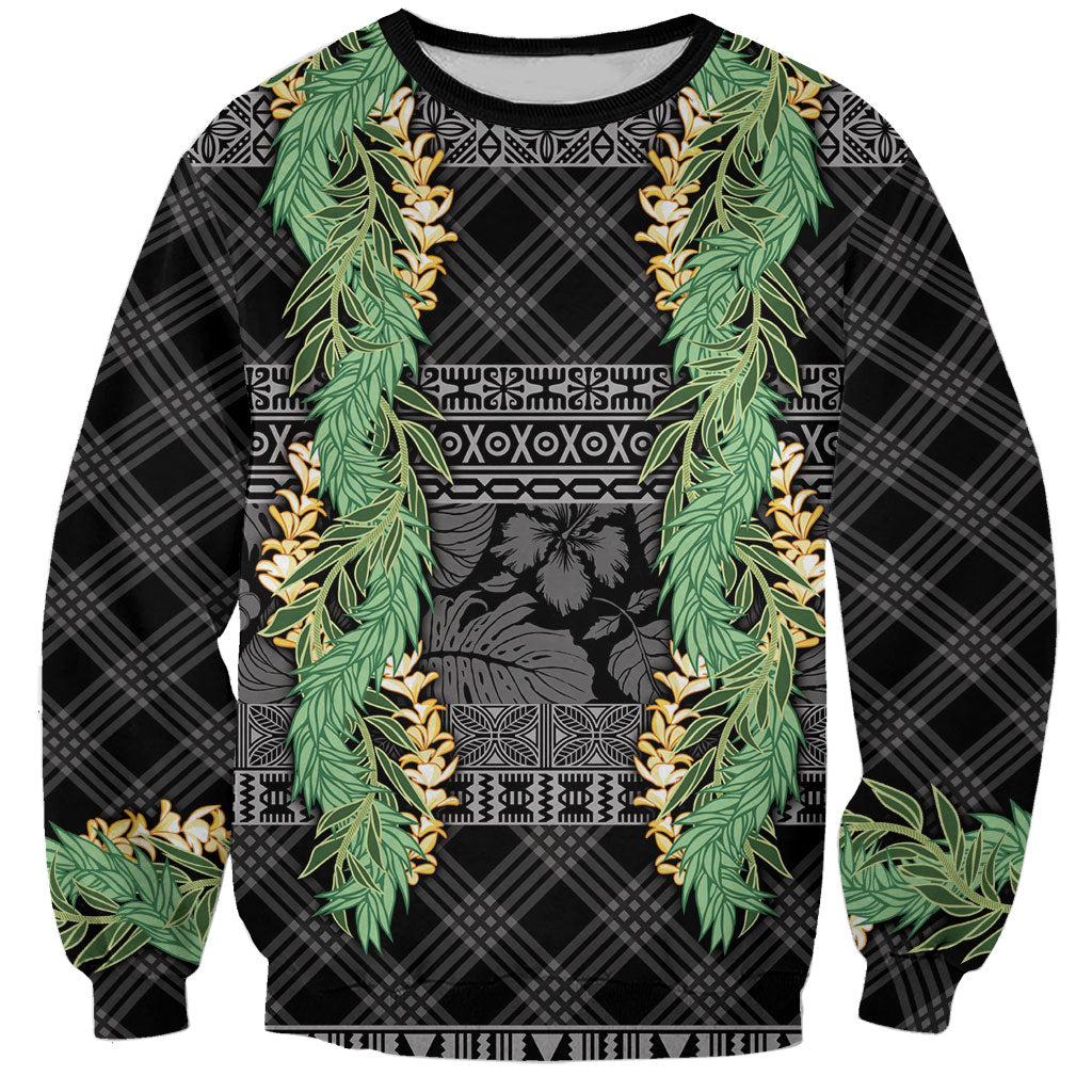 Hawai'i Paniolo Maile Twisted Lei Sweatshirt Obsidian Black LT7 Unisex Black - Polynesian Pride