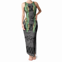 Hawai'i Paniolo Maile Twisted Lei Tank Maxi Dress Obsidian Black LT7 Women Black - Polynesian Pride