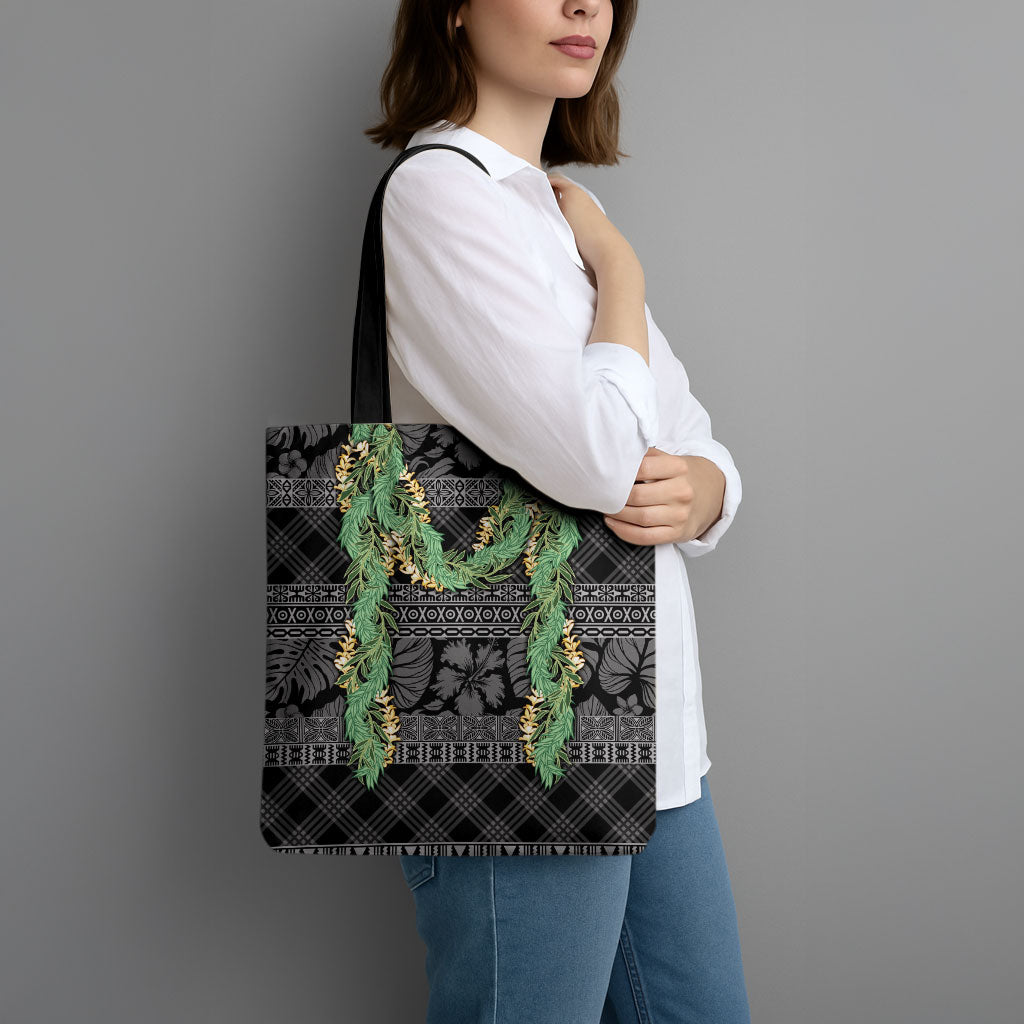 Hawai'i Paniolo Maile Twisted Lei Tote Bag Obsidian Black LT7 - Polynesian Pride