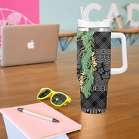 Hawai'i Paniolo Maile Twisted Lei Tumbler With Handle Obsidian Black LT7 - Polynesian Pride