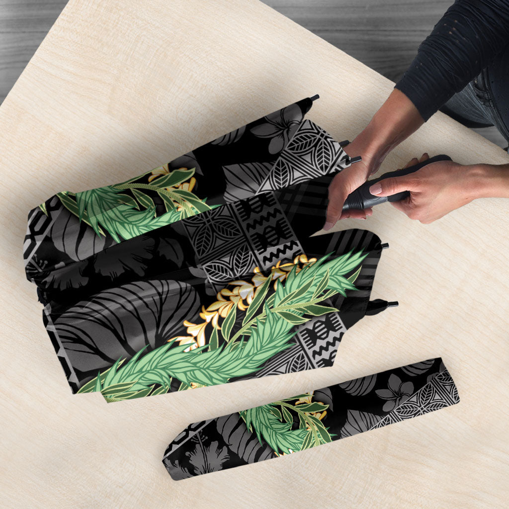 Hawai'i Paniolo Maile Twisted Lei Umbrella Obsidian Black LT7 - Polynesian Pride