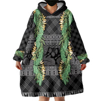 Hawai'i Paniolo Maile Twisted Lei Wearable Blanket Hoodie Obsidian Black LT7 - Polynesian Pride