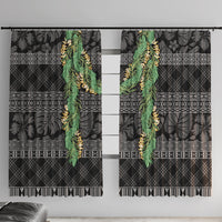 Hawai'i Paniolo Maile Twisted Lei Window Curtain Obsidian Black LT7 With Hooks Black - Polynesian Pride